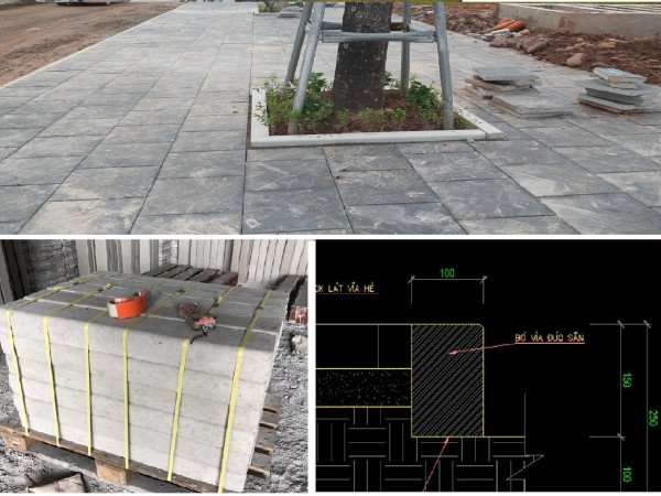 Bó vỉa bồn cây, bó vỉa gốc cây bê tông kích thước 10x15x100 cm