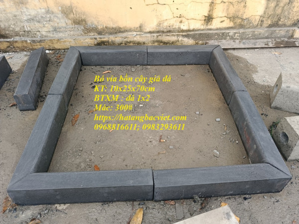Bó vỉa gốc cây giả đá xanh 10x15x70cm
