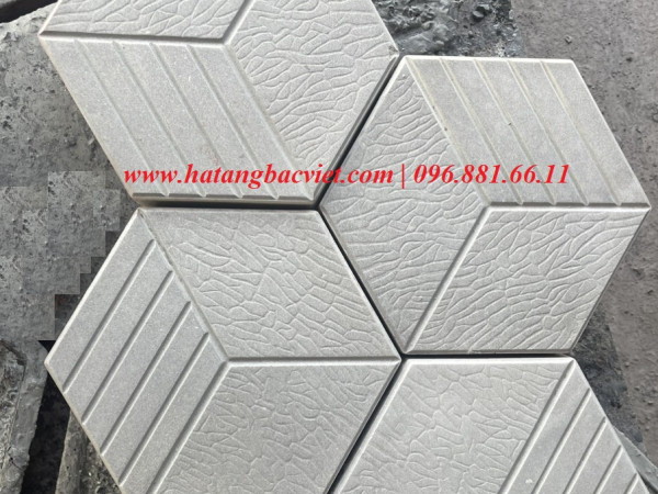 Gạch lục giác 3 sọc trắng