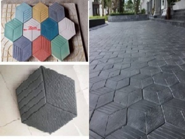 Gạch tự chèn giả đá,Gạch tự chèn giả đá - lục giác 3 khía